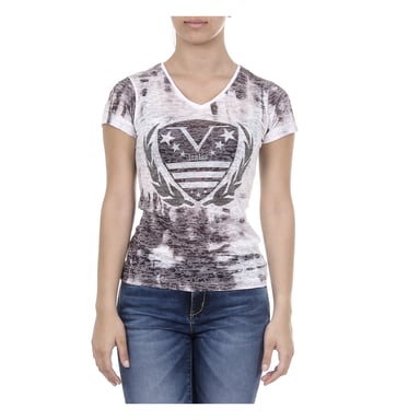V 1969 Italia Womens T-shirt Korte mouwen V-hals Zwart Emily