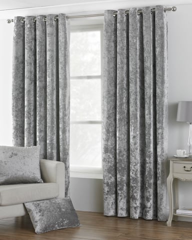 Verona Gecrushed Velvet Look Ooglet Gordijnen in Zilver