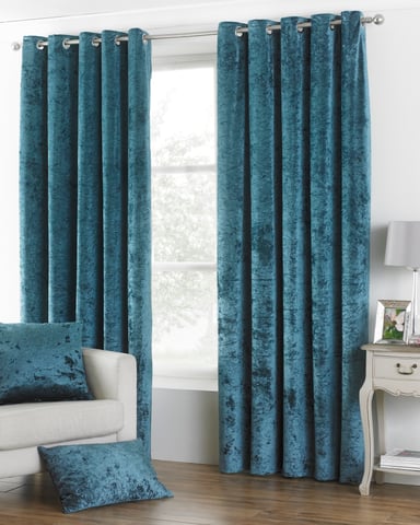 Verona Gecrushed Velours Ooglet Gordijnen in Teal