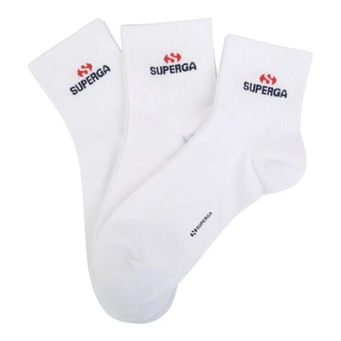 Superga Enkel sokken met logo voor volwassenen (pak van 3) (Wit)