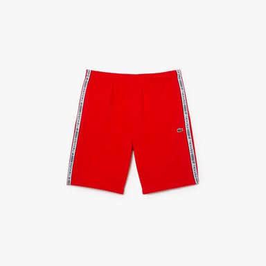 Heren Lacoste Katoenen Flanellen Jogger Shorts in Oranje