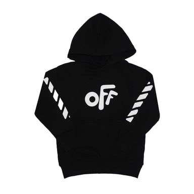 Off White jongenscapuchon met ronde hals in zwart-wit