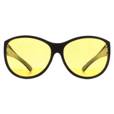 Montana Butterfly Womens Mat Zwart Geel Gepolariseerd FO8 Fit Over Glasses Night Driving Sunglasses