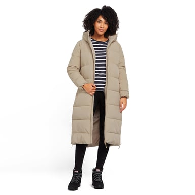North Ridge Women's Roaming Jacket with Generous Cosy Hood & Zipped Hem Vents, Longline Winter Coat, Beige