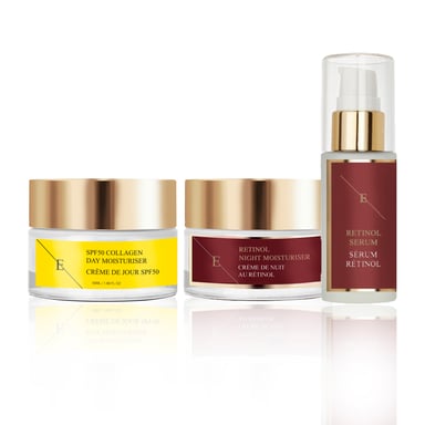 Retinol Serum 30ml + Retinol Nachtvochtinbrengende Crème 50ml + Spf50 Collageen Dagcrème 50ml