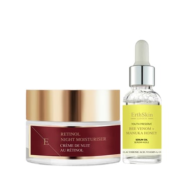 Retinol Nachtcrème 50ml + Bijengif + Manuka Honing Serumolie 30ml