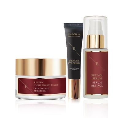 PRO RETINOL SERUM 30ML + PRO RETINOL NACHTBEVOCHTIGER 50ML + OGENCRÈME 24K Goud - 15ml