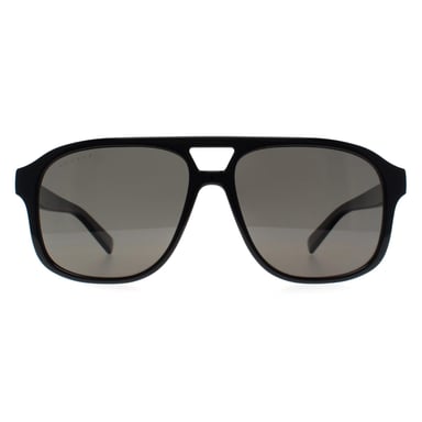 Gucci Aviator Heren Glimmend Zwart Grijs Gepolariseerd GG1856S