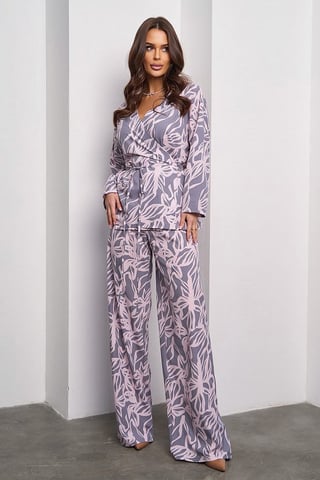 Dag Dames Geweven Set (Blouse & Broek) in Grijs