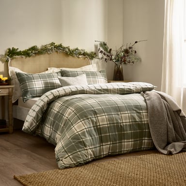 Wylder Nature Braemar Ruit Soft Geborsteld Katoenen Deken Set