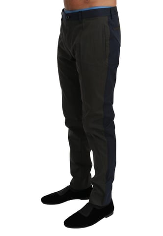 Dolce & Gabbana Heren Blauw Grijze Strepen Broek Katoenen Pants