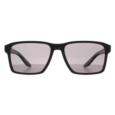 Prada Sport Rechthoek Heren Zwart Rubber Donkergrijs Gepolariseerd PS05YS