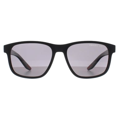 Prada Sport Rechthoek Heren Zwart Rubber Donkergrijs Gepolariseerd PS06YS