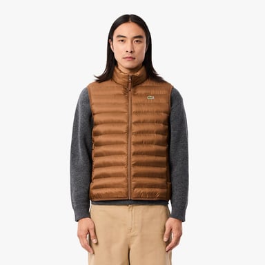 Heren Lacoste Waterafstotend Gewatteerd Gilet in Bruin