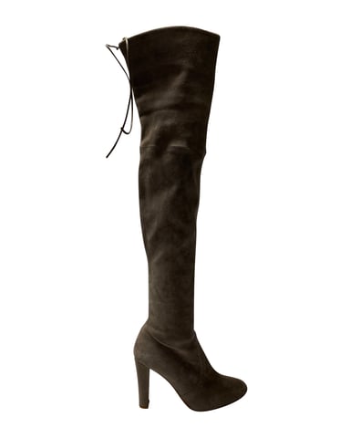 Stuart Weitzman Highland Over The Knee Boots in Grey Suede