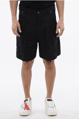 Geborduurde 90SLOGO linnen shorts in blauw