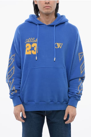 Geborsteld katoenen OW23 Skate Fit Hoodie in blauw