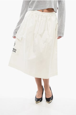 PENN-RICH Midi-rok van katoenmix met praktische zakken in wit