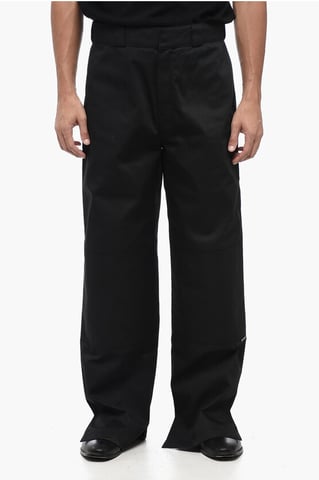 Katoenen keper chino broek met riemlussen