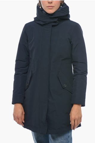 Effen donsjack met uitneembare voering in blauw