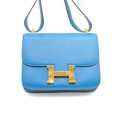 Hermès Constance 24 Blue Zanzibar Evercolor Leather Bag - '10s
