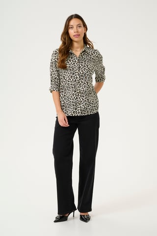 Blouse met korte mouwen Regular fit Multi Color Leo Print leopard