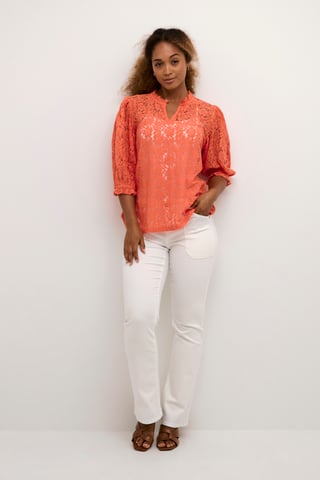 Blouse met korte mouwen A-shape Hot Coral 