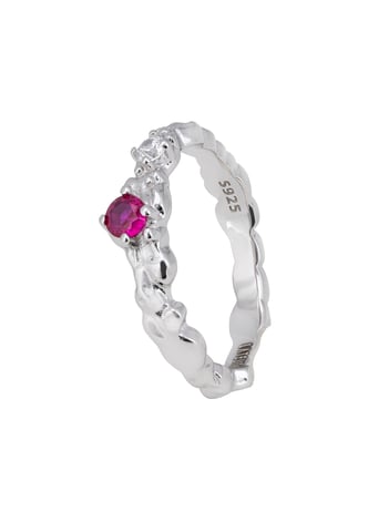 Mystical Forest Band Ring Ruby Silver
