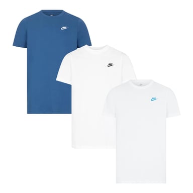 3-pack Nike Sportswear Club T-shirts voor Heren in Blauw/Wit/Wit