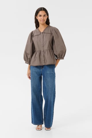 Blouse met korte mouwen KBAnnabelle Peplum fit beige