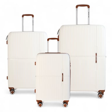 Harde witte, sterke koffer met 8 wielen, handbagage, vakantiekoffer