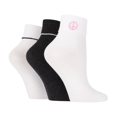 3-Pack Damesmode Omgeslagen Rib Lounge Sokken