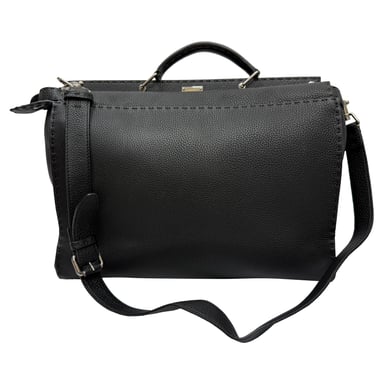 Fendi Selleria Peekaboo XL Top Handle Bag in Black Leather