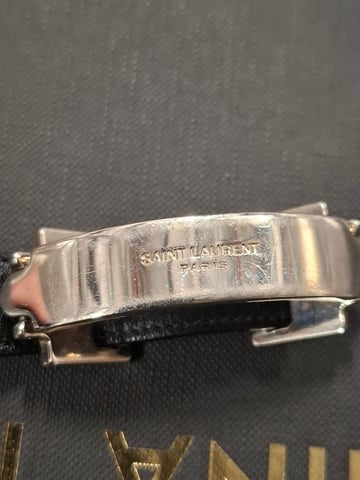 Saint Laurent Monogram Bracelet in Black Leather