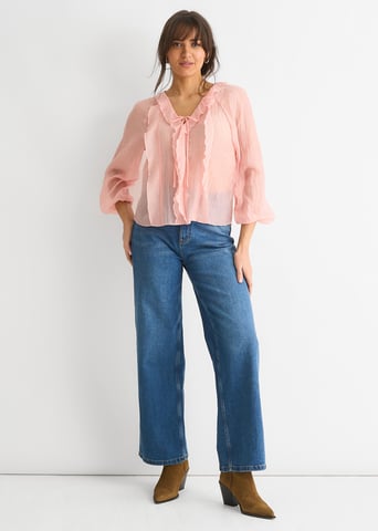 Blouse met strikdetail en lange mouwen