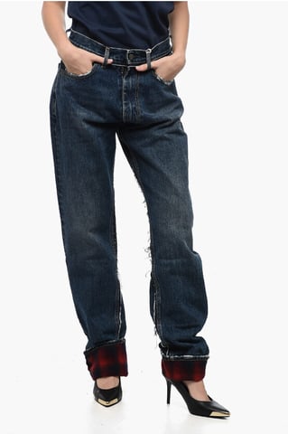 MM8 PENDLETON Hoge taille denim met wollen zoom in blauw