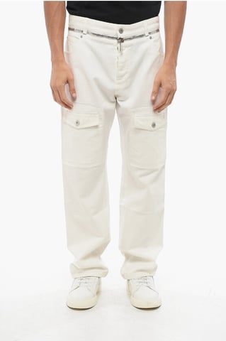 Straight Fit Cargo Jeans met ritsdetail 22 cm in wit