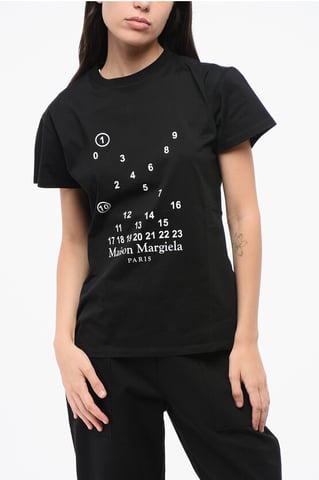 MM1 MM10 Katoenen T-shirt met ronde hals en contrasterend monogram in zwart