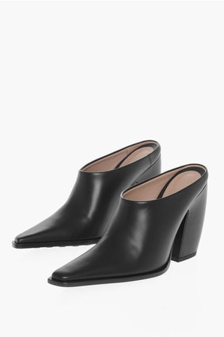 Leren TEX-muiltjes met beklede hak van 10 cm in zwart