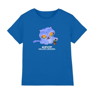 K-Pop Demon Hunters Kinder/Kids Schattig Derpy Tiger T-shirt (Koningsblauw)