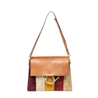 Medium Faye Shoulder Striped Patchwork  Schoudertas