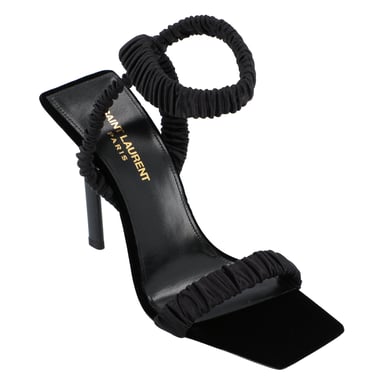 Saint Laurent Pam Sandalen In Satijn Crepe Zwart