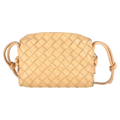 Bottega Veneta Mini Intrecciato Loop Camera Crossbody Bag in Yellow Lambskin Leather