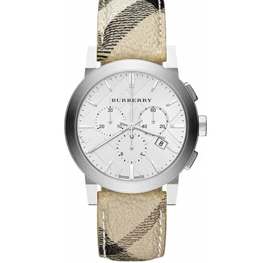 Burberry BU9360 herenhorloge met chronograaf - stijlvolle beige armband