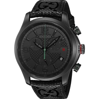 Gucci YA126244 G-Timeless herenhorloge met chronograaf en leren band