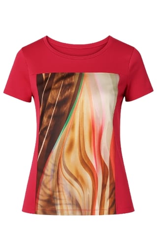 Rode top met abstracte print van viscose-elastaan