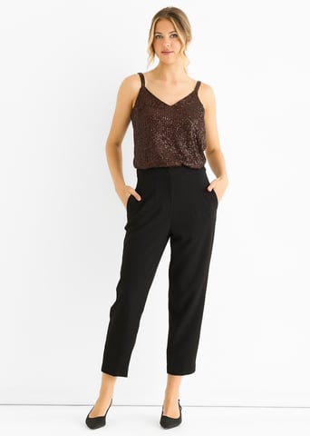 Zwarte enkellange pantalon met sigarettenpijp