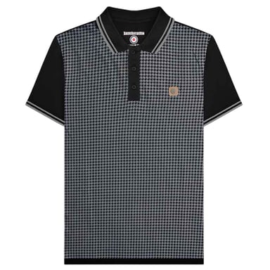 Lambretta Mens Houndstooth Big & Tall Polo Shirt (Black/Iron)