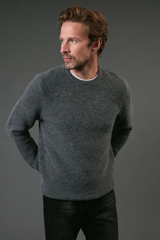 Tuck Stitch Yoke Crew Neck Jumper