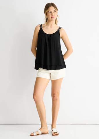 Zwarte oversized top met bloemenprint en bandjes